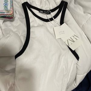 Zara White Tank Top with Black Lining
